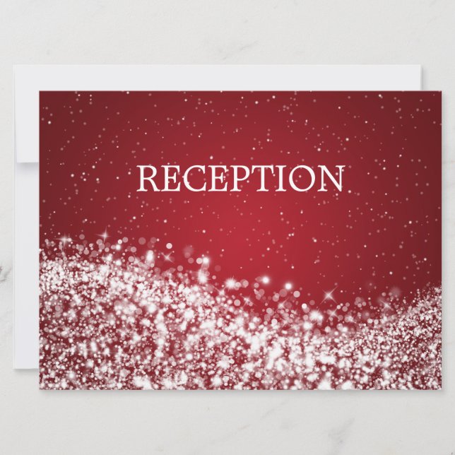 Elegant Reception Sparkling Wave Red Invitation (Front)