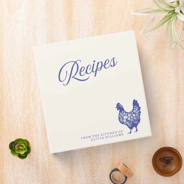 Elegant Recipe Blue Chicken Custom Photo Binder (In Situ)