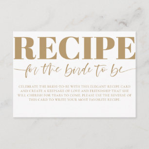 Elegant Recipe Bride to Be Calligraphy Enclosure Card