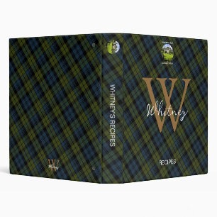 Elegant Recipe Campbell Clan Tartan Monogram Name Binder