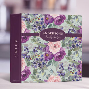 Elegant Recipe Floral Nature Watercolor Binder