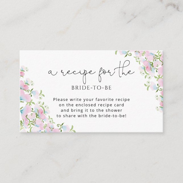 Elegant Recipe for the Bride-To-Be Enclosure Card (Front)