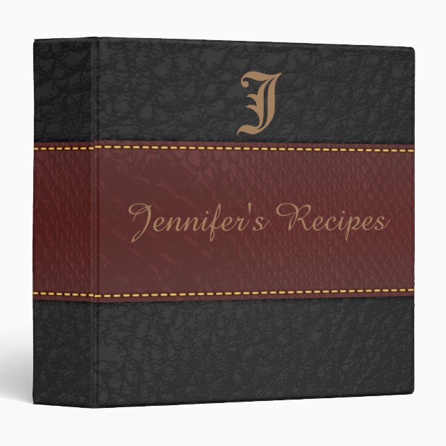Elegant Recipe Leather 3 Ring Binder (Front/Spine)