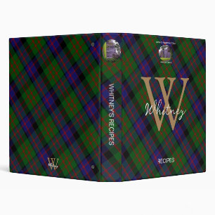Elegant Recipe MacDonald Clan Tartan Monogram Name Binder