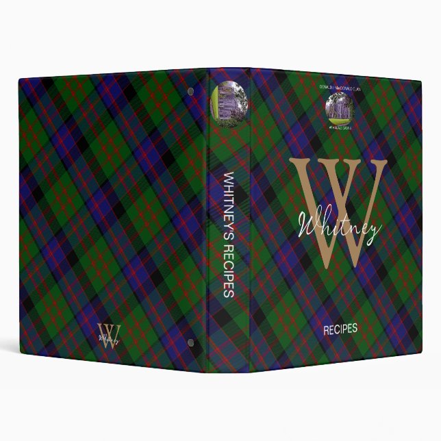 Elegant Recipe MacDonald Clan Tartan Monogram Name Binder (Background)