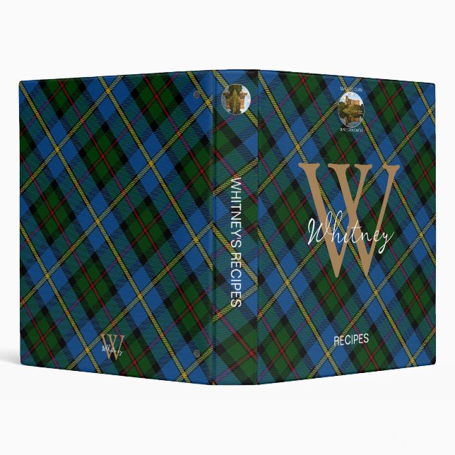 Elegant Recipe MacLeod Clan Tartan Monogram Name Binder (Background)
