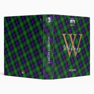 Elegant Recipe Sutherland Tartan Monogram Name Binder