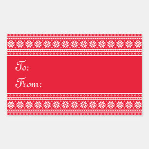 Elegant rectangle to from Christmas tag stickers