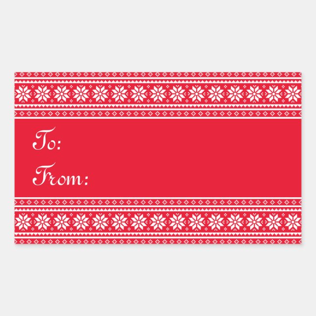 Elegant rectangle to from Christmas tag stickers (Front)