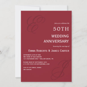 Elegant Red 50th Anniversary Invitation