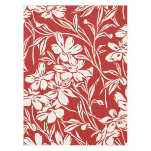 Elegant Red Abstract Floral Illustration Pattern Tablecloth