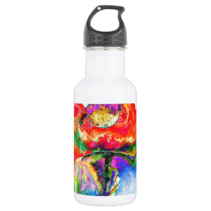 Elegant red abstract floral watercolor painting 532 ml water bottle