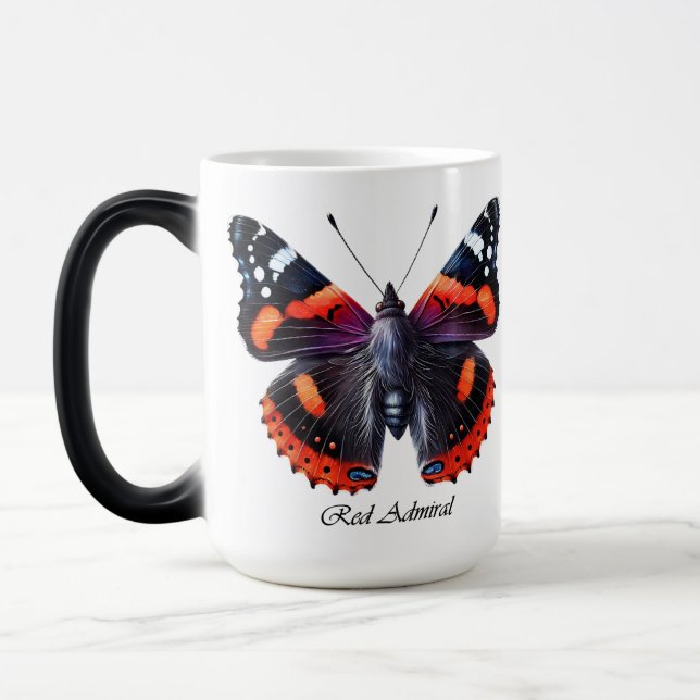 Elegant Red Admiral Butterfly Wrap  Magic Mug (Left)