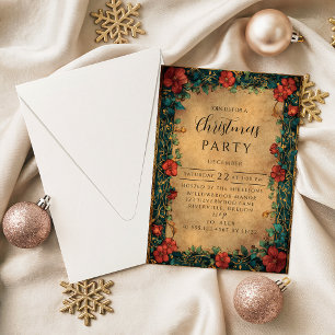 Elegant Red Amaryllis Christmas Invitation