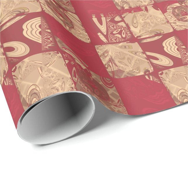 Elegant Red and Beige  Colour Block Gift Wrap (Roll Corner)