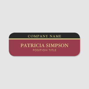 Elegant Red and Black: A Pop Of Colour And Energy Name Tag