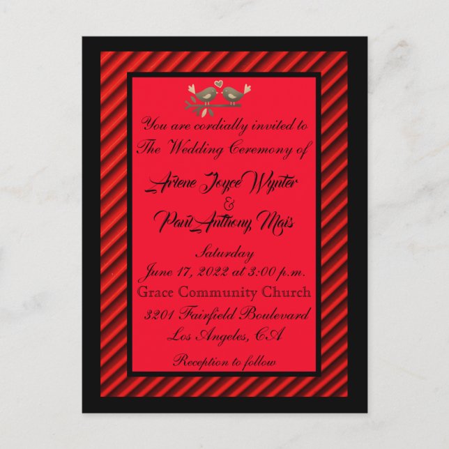 Elegant Red and Black Invitation Postcard (Front)