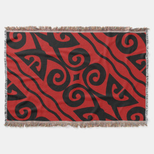 Elegant Red And Black Modern Throw Blanket