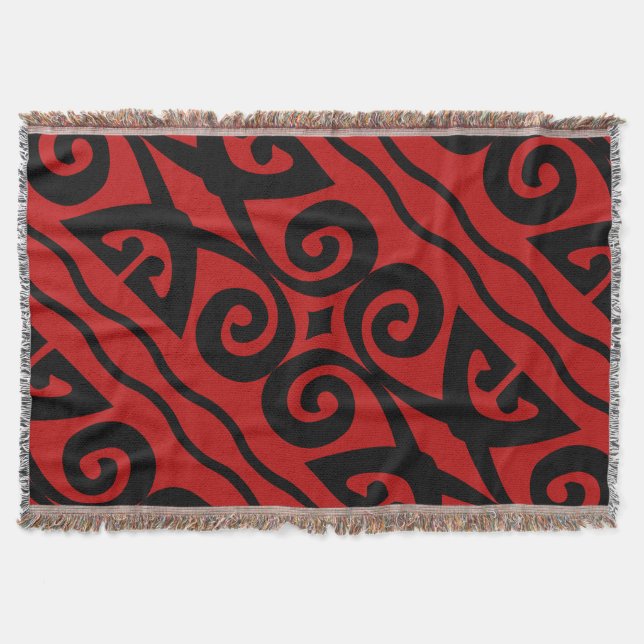 Elegant Red And Black Modern Throw Blanket (Front)