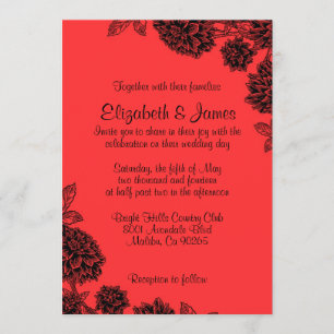 Elegant Red And Black Wedding Invitations