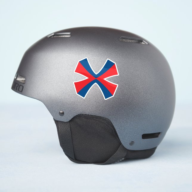 Elegant Red and Blue line Letter X Monogram (Helmet Side)
