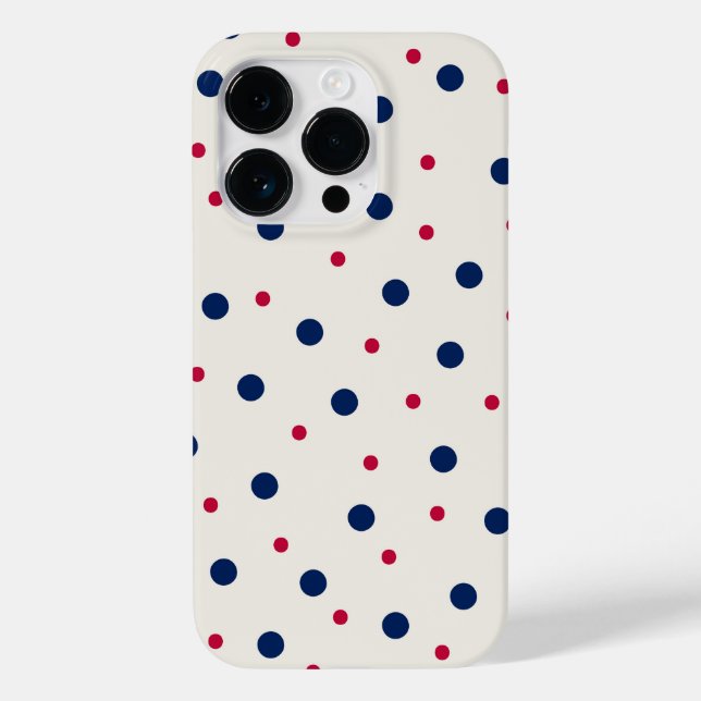 Elegant Red and Blue Polka Dots Case-Mate iPhone Case (Back)