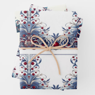 Elegant Red and Blue Wrapping Paper Sheet