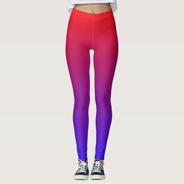 Elegant Red And Bluo, Colorful  Leggings (Front)