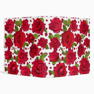 Elegant Red And Dark Pink Floral Roses Pattern Binder