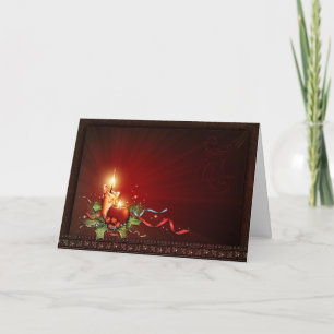 Elegant Red and Gold Candle Christmas Card