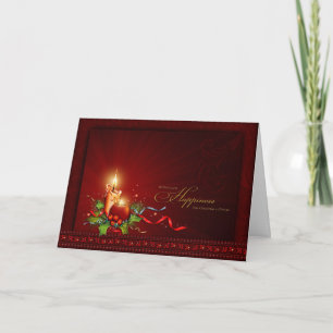 Elegant Red and Gold Candle Christmas Card