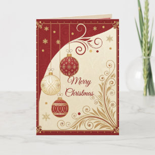 Elegant Red and Gold Christmas Greeting Card