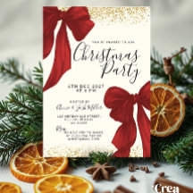 Elegant Red and Gold Christmas Party invitation