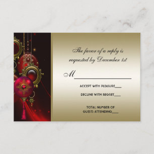 Elegant Red and Gold Christmas Party RSVP Card