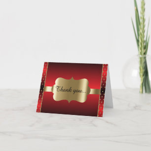 Elegant Red and Gold Dot Design Diy Words Thank You Card
