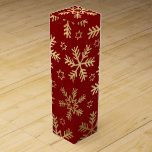 Elegant Red and Gold Foil Snowflakes Christmas Wine Box<br><div class="desc">Elegant Red and Gold Faux Foil Snowflakes Christmas design</div>