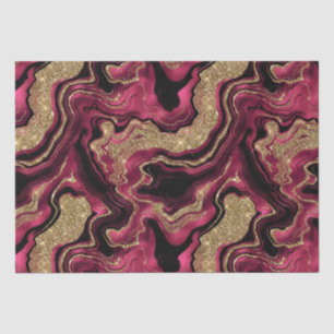 Elegant Red and Gold Glitter Agate Birthday Tissue Paper