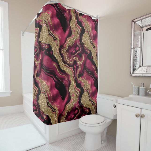 Elegant Red and Gold Glitter Agate Pattern (In Situ)