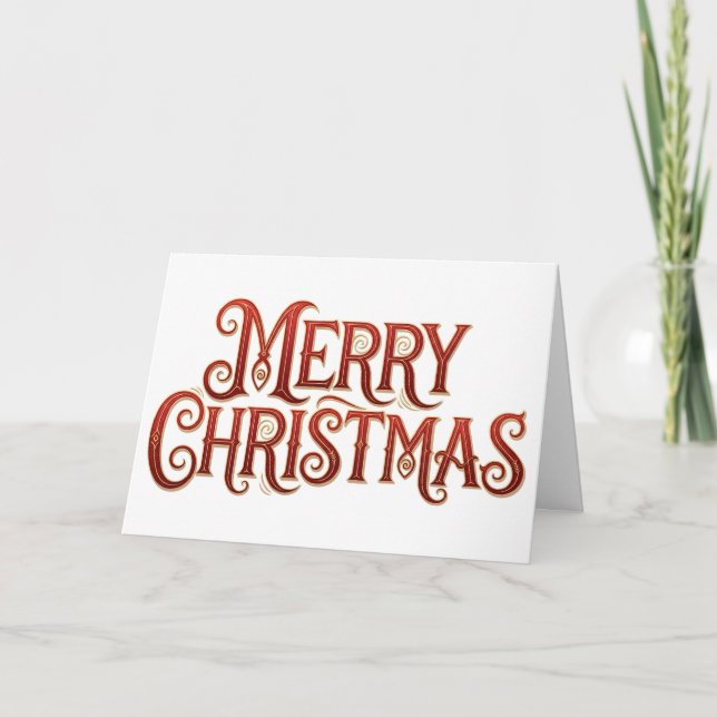 Elegant Red and Gold Glitter Merry Christmas Card (Front)