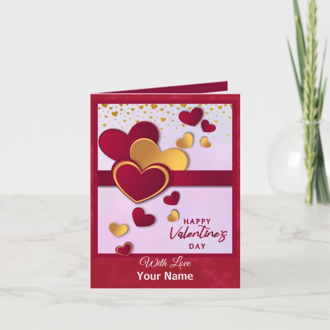 Elegant Red and Gold Hearts Valentine's Day Design Invitation (Front)