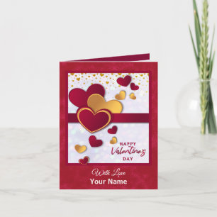 Elegant Red and Gold Hearts Valentine's Day Design Invitation