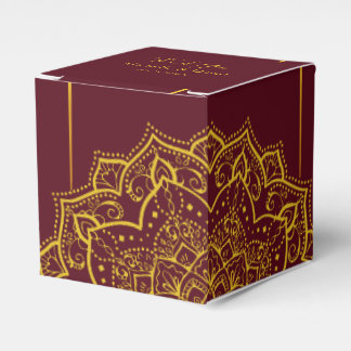Elegant Red And Gold Mandala Wedding Favour Box