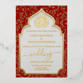 Elegant Red and Gold Real Foil Islamic Wedding