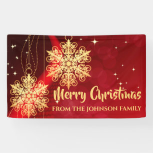 Elegant Red and Gold  Snowflake Christmas Banner