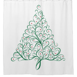 Elegant Red and Green Calligraphy Christmas Tree