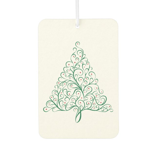 Elegant Red and Green Calligraphy Christmas Tree Air Freshener (Front)