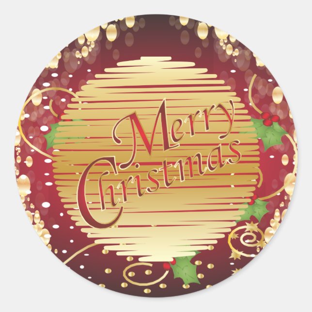 Elegant Red and Green Christmas Classic Round Sticker (Front)