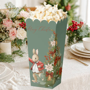 Elegant Red and green Floral Christmas Favor Box
