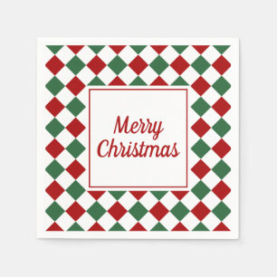 Elegant Red And Green Merry Christmas Napkin
