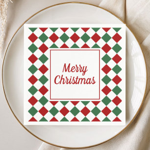 Elegant Red And Green Merry Christmas Napkin